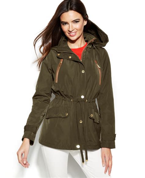 michael kors camel leather jacket|Michael Kors anorak jacket women.